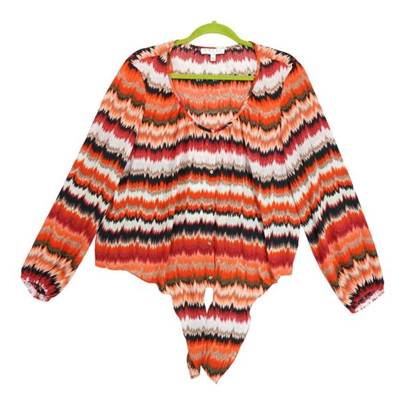 Chaus New York Size L button down long‎ sleeve Shirt round neck Multicolor - Picture 1 of 6